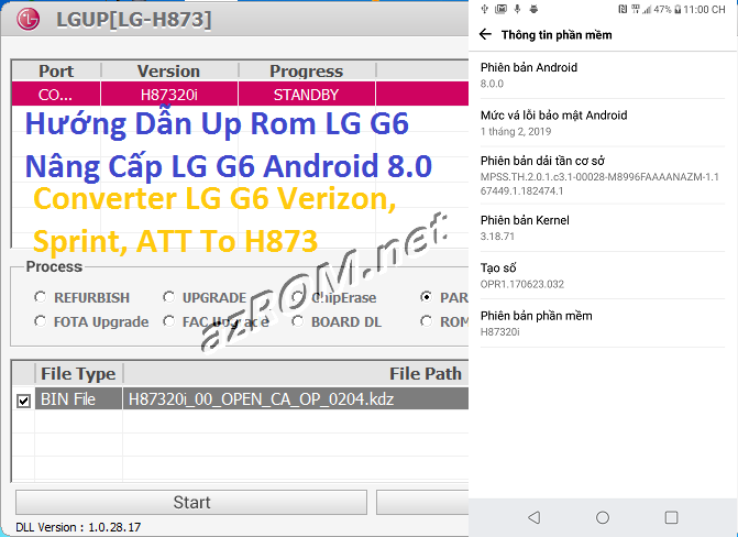 Hướng Dẫn Up Rom Nâng Cấp LG G6 Lên Android 8.0 và 9.0